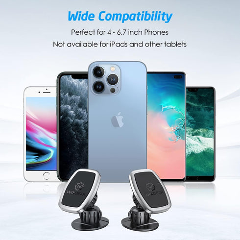WixGear Universal Stick On Swivel Mount (2 Pack) Dashboard Magnetic Phone Holder for Car, Phone Mount for Car for Cell Phones and Mini Tablets wit...