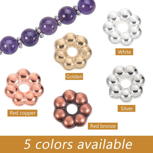 2000Pcs Flower Shape Septal Bead 6mm Tibetan Style Daisy Spacer Beads Loose Beads for DIY Bracelet Necklace Jewelry Making Supplies Golden...