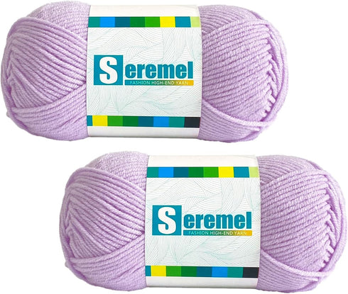 2 Pcs Soft Fluffy Acrylic Yarn for Crocheting and Knitting #4Worsted Weight Yarn-2x50g/2x 142Yards Perfect for Crafts, Blankets Hats, Gloves, Scar...
