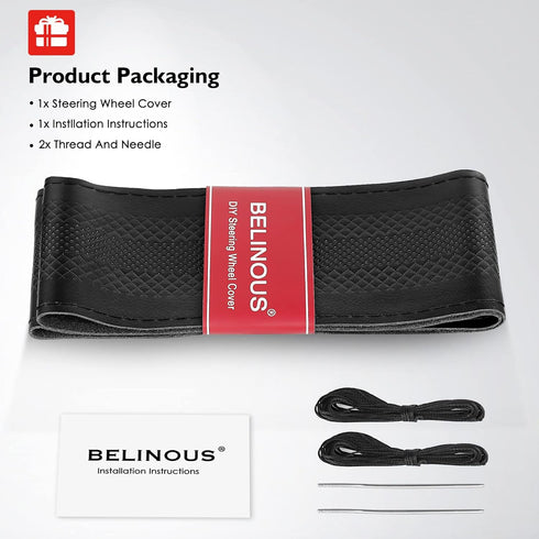 Steering Wheel Cover Leather for Car (Size M4, Black)...