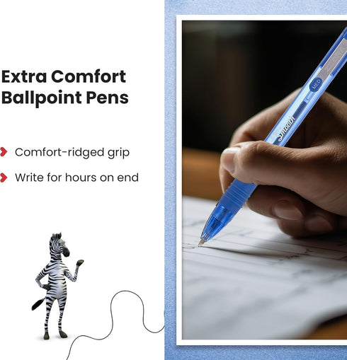 Zebra Pen Z Grip Smooth Multi- Coloured & Black Ballpoint Pens, Smooth & Comfortable Retractable Pens With Pocket Clip, Multipack Biro Pens - Medi...