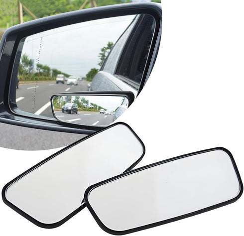 Pack-2 Car Side Rearview Mirror Blind Spot Mirror, 3.74" x 1.41" Car Parking Auxiliary Mirror, HD Convex Curved Wide Angle Looking Glass, Universa...