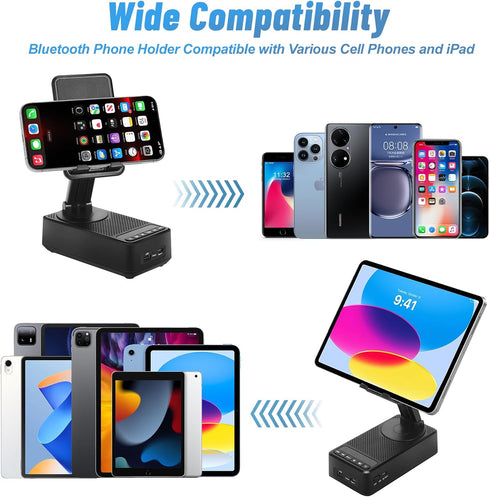 Cell Phone Stand with Bluetooth Speaker, Multi-Angle 360-Degree Rotating, HD Sound, Non-Slip Base Gifts for Men/Women/Boyfriend/Husband/Dad (Black...