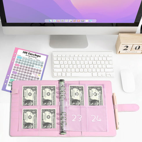 Sooez 100 Envelopes Money Saving Challenge, A5 Savings Challenge Book to Save $5,050, Money Saving Binder with Reusable Tracker, Save Challenge Bo...