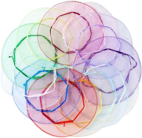 100pcs 9.8 Inch Round Drawstring Organza Bags Mixed Color, Jewelry Candy Pouch Christmas Wedding Party Favor Gift Packaging Bags...