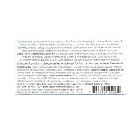 Uncle Harry's Natural Remineralization Kit for Tooth Enamel & Mineral - 3 Products Strengthen Weak Enamel & Correct Oral Care Issues (1 kit)...