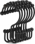 Shower Curtain Hooks, Goowin Shower Curtain Rings, Stainless Steel Black Shower Curtain Hooks, Shower Curtain Rings Rust Proof, Free Sliding Doubl...