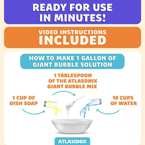 4 PACK PARTY BOX Giant Bubble Wands INCLUDING 2 Gallons of Huge Bubble Solution Mix Refill for Huge Bubble Maker Liquid Big BubblesPARTY Outdoor S...