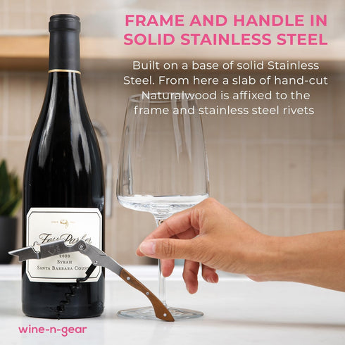 Pocket Prestige Waiters Corkscrew By Coutale Sommelier - Naturalwood - French Patented Spring-Loaded Double Lever Wine Bottle Opener for Bartender...