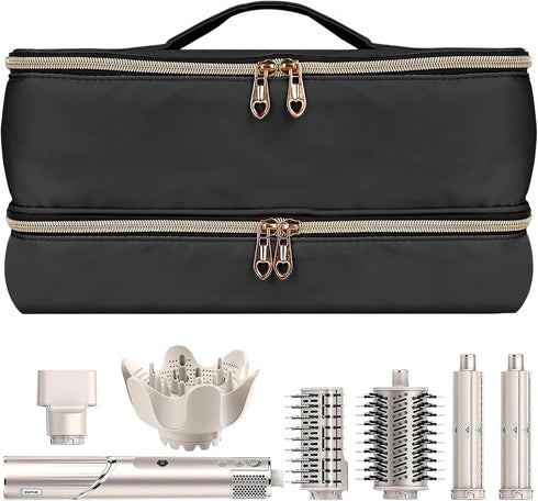 Double-Layer Portable Waterproof Travel Carrying Case for Shark Flexstyle Styler/Hair Dryer/Dyson Airwrap and Hair Styler Attachments, Bag Only (B...