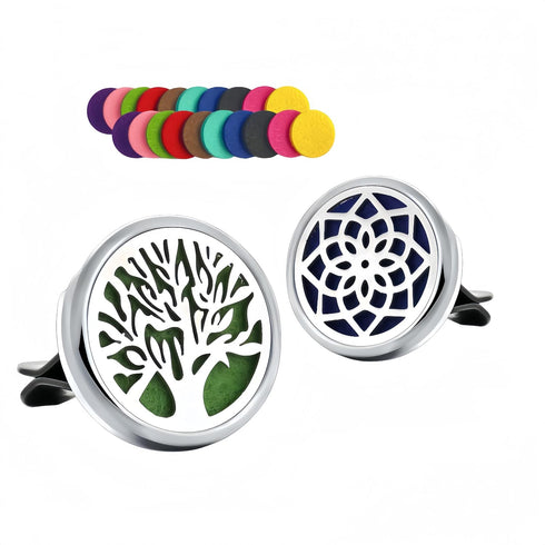 Car Aromatherapy Diffuser 30mm Essential Oil Car Air Freshener Diffuser with 20 Refill Pads, 2PCS 316L Stainless Steel Vent Clip...
