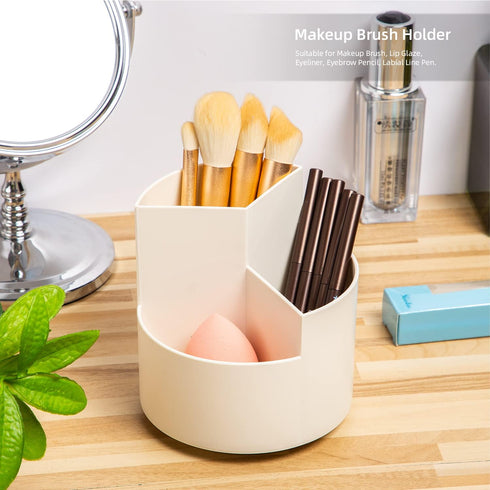 Desk Pencil Pen Holder, 3 Slots 360-Degree Spinning Pencil Pen Desk Organizers, Desktop Storage Pen Organizers Stationery Supplies, Cute Pencil Cu...