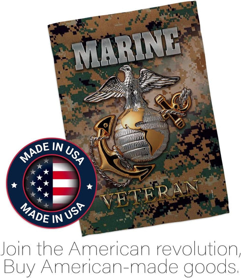 US Marine Veteran Garden Flag - Armed Forces Corps USMC Semper Fi United State American Military Retire Official - House Decoration Banner Small Y...