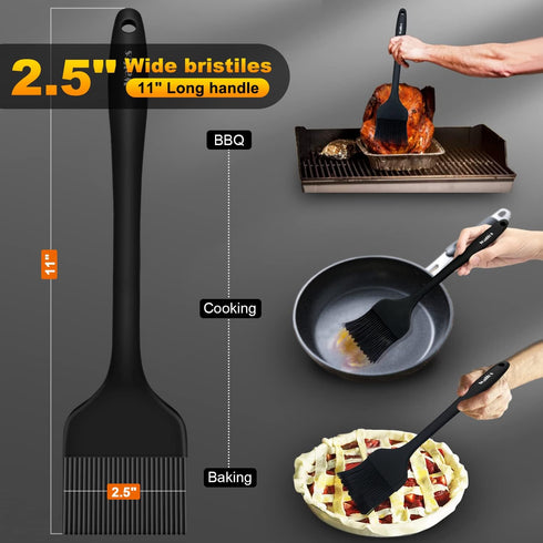 WALFOS Extra Large Silicone Basting Pastry Brush, 2.5 inch Wide Bristle Butter Oil Brush, Prefect for BBQ Grill Baking Kitchen Cooking-Pieces Desi...