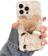 Cartoon Case for iPhone 13 Pro Max, Cute Mickey Mouse Shinny Gold Plating Curly Wave Frame with Quicksand Cell Phone Holder Strap for Woman Girls ...