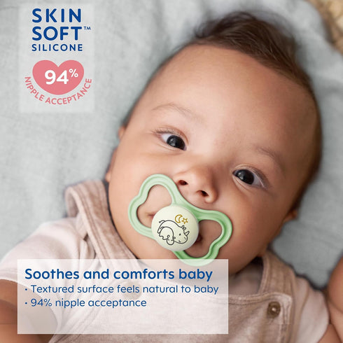 MAM Air Day & Night Baby Pacifier, for Sensitive Skin, Glows in The Dark, 3 Pack, 6-16 Months, Boy...