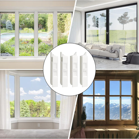 Window Tilt Latch, 4Pcs Spring Loaded Plastic Lock, Key Lock, for Home Single or Double Hung Vertical Sliding Windows Accessories...