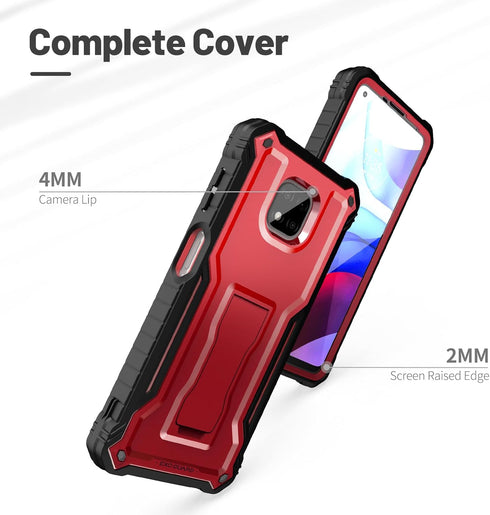 ExoGuard for Moto G Power 2021 Case, Rubber Shockproof Full-Body Cover Case Built-in Screen Protector and Kickstand (Red)...