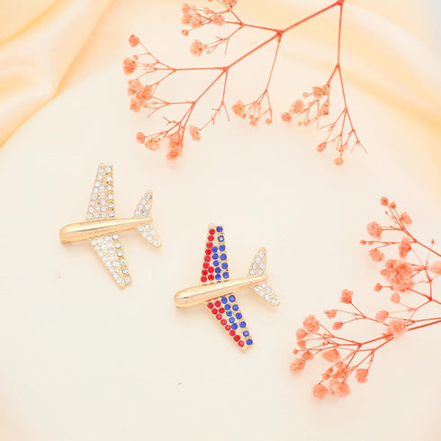 Rhinestone Creative Brooch Airplane Shape Brooches Elegant American Flag Pin Brooch for Women Gift...