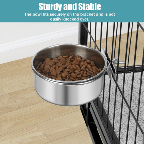 Dog Bowl Stainless Steel Pet Hanging Food Water Bowl Cage Feeding Cup Feeder for Dogs Cats Rabbits Birds Small Animal (Medium)...