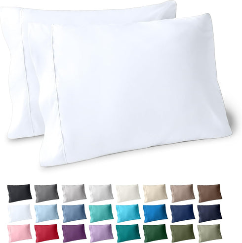 Bare Home Microfiber Pillow Cases - King Size Set of 2 - Cooling Pillowcases - Double Brushed - White Pillowcases 2 Pack - Easy Care (King Pillowc...