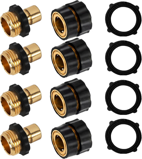 Xiny Tool 3/4 Inch Garden Hose Quick Connect, Quick Connect Garden Hose Fittings, Male and Female Water Quick Release Hose Connector (4 Pack)...