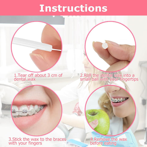 Wax for Braces Dental Care Orthodontic Wax for Retainer Brace Wearers, Safe Food Grade Wax(6 Pcs)...