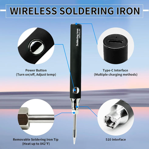 Cordless Soldering Iron Kit - Portable USB Solder Iron with 1000mAh Rechargeable Soldering Kit for Electronics, Appliance Repair, DIY...