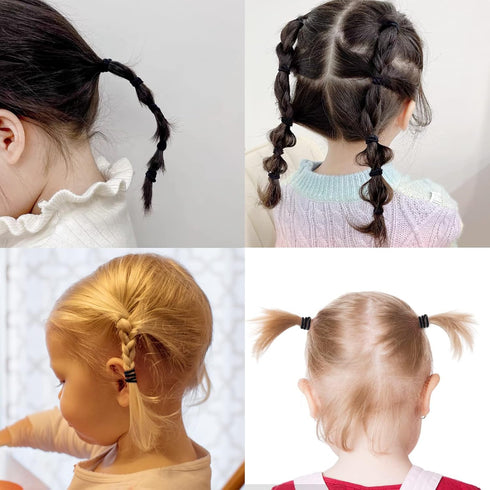 Thin Hair Tie for Baby Toddler Ponytail Holders Baby Girl Hair Ties Black 100 Pieces...
