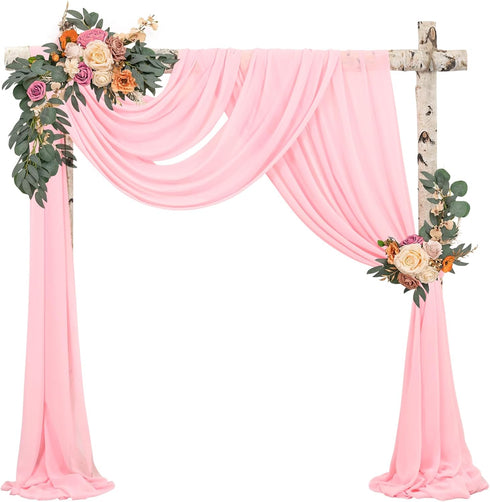 Wedding Arch Draping Fabric,1 Panel 28" x20ft Pink Wedding Arch Drapes for Ceremony Chiffon Fabric Drapes Arbor Drapery Wedding Arch Decorations f...