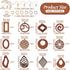 FASHEWELRY 24Pcs Natural Filigree Wood Earring Charms Blank Flat Round Teardrop Oval Walnut Wooden Pendants with 120pcs Earring Hooks Jump Rings f...