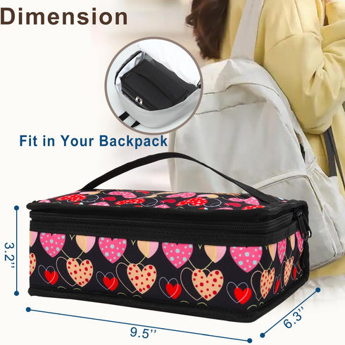 FlowFly Small Lunch box Insulated Soft Bag Mini Cooler Back to School Thermal Meal Tote Kit for Kids, Girls, Boys,Women,Men, Heart...