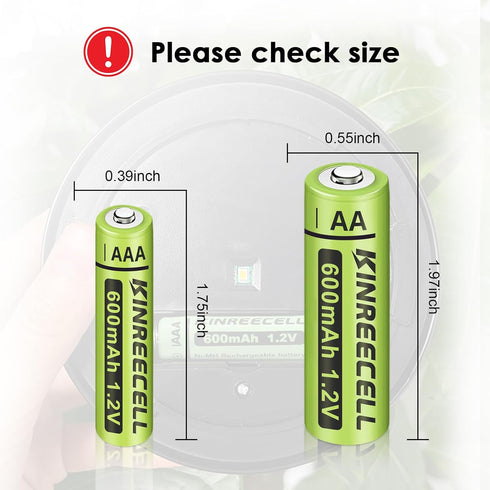 Rechargeable AAA Batteries, Ni-MH Triple A Solar Batteries High Capacity 1.2V Pre-Charged for Outdoor Solar Lights, String Lights, Pathway Lights ...