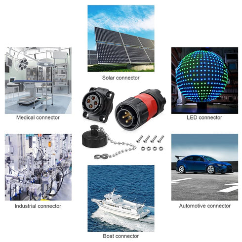 4 Pin Connector, Waterproof Industrial Solder Connector, Aviation Wire Connector for Automotive, Power, Marine, and Other Indoor/Outdoor Electrica...