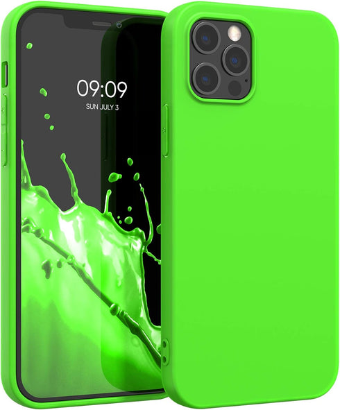kwmobile Case Compatible with Apple iPhone 12 Pro Max Case - Soft Slim Protective TPU Silicone Cover - Neon Green...