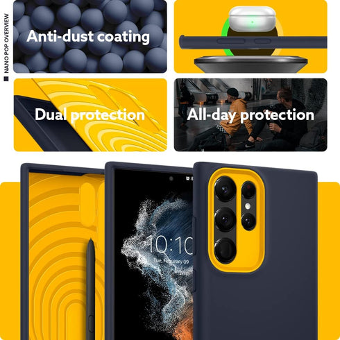 Caseology Nano Pop Silicone Case Accessories Compatible with Samsung Galaxy S22 Ultra Case 5G (2022) - Blueberry Navy...