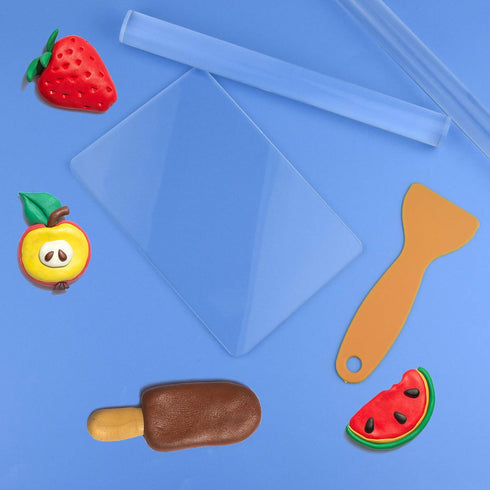 5 Pieces Polymer Clay DIY Tool, Marrywindix Acrylic Clay Roller with Acrylic Sheet Backing Board Plastic Scraper Assisted Shovel Rubber Clay Tools...