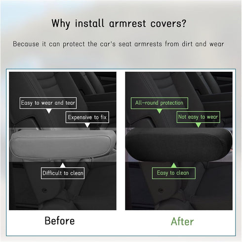 2 PCS Car Front Seat Armrest Covers, Soft Elastic Fabric Auto Arm Rest Protector, Breathable Front Seat Armrest Cover Replacement, Universal Vehic...