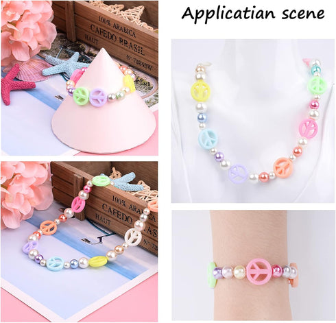 Beadthoven 100pcs Opaque Acrylic Peace Sign Beads 16mm Candy Color Peace Symbol Loose Beads Spacers for DIY Colorful Rainbow Necklace Bracelet Jew...