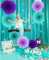 Mermaid Birthday Party Decorations Teal Purple /Wonderland Frozen Party Decorations/Under The Sea Party Supplies Teal Purple Tissue Paper Fan/Froz...