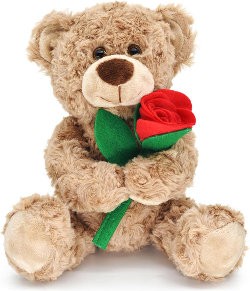 12'' Stuffed Teddy Bear Dolls with Rose, Soft Plush Animal Toys for Valentine's Day Her/Girlfriend Lover Mom Kids Gifts...