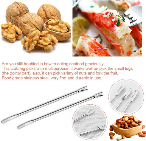 10PCS Crab Nut Crackers and Seafood Tools,Stainless Steel Lobster Crackers and Picks Set,Including 2 Lobster Crab Crackers, 4 Lobster Sheller Kniv...