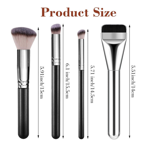 Makeup Brushes 4 Pcs Foundation Brush Concealer Brush Portable Facial Brushes Cream Spatulas Tools Powders Scrubber Brush Soft Bristles Brush for ...