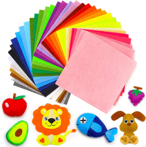 IOOLEEM Felt Sheets, 108pcs 4"x4" (10 cm x 10 cm), 36 Colors, Pre-cut Felt Sheet for Crafts, Craft Felt Fabric Sheets, Sewing Felt Squares for Pat...
