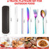 Rainbow Travel Utensil Set, Stainless Steel Camping Cutlery, Portable Utensils Set with Case, Set of 6 Reusable Silverware Set, Lunch Utensils Set...