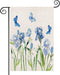Blue Floral Garden Flag 12.5x18 Inch Vertical Double Sided Rustic Farmhouse Decor Iris Flowers with Butterfly Spring Seasonal Holiday Small Yard F...