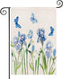 Blue Floral Garden Flag 12.5x18 Inch Vertical Double Sided Rustic Farmhouse Decor Iris Flowers with Butterfly Spring Seasonal Holiday Small Yard F...