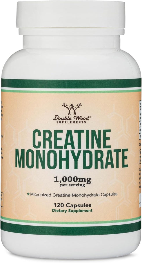 Creatine Pills 1,000mg Per Serving (120 Creatine Capsules) Micronized Creatine Monohydrate Powder with No Fillers, Vegan Safe, Non-GMO, Gluten Fre...