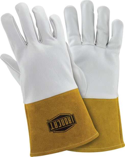 IRONCAT 6141 Kidskin TIG Welding Gloves – Medium, Kevlar Thread Welding Gloves with 4 in. Gold Cuff, Straight Thumb, Natural...