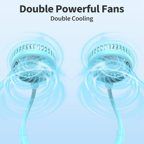 Portable Neck Fan, Battery powered Rechargeable Fan,Hand Free Personal Fan, Adjustable, Wearable Fan for Travel Sport Work Women Kids (Blue)...